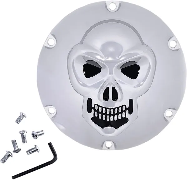 Trappe d'embrayage tête de mort 3D chrome DRAG SPECIALTIES - vue 2