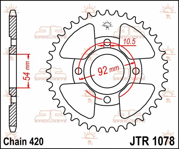Couronne 50 dents adaptable MBK 50 X Power 2000-2006 et Yamaha TZR 50 1997-2006 - JT Sprockets - vue 2