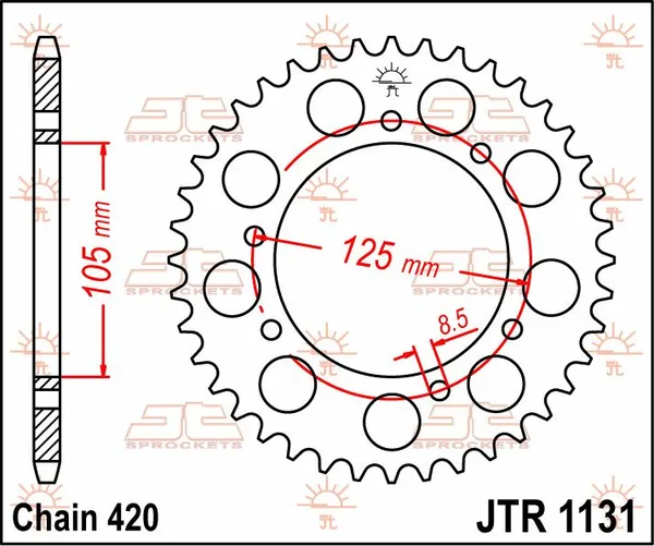 Couronne 420 53 dents acier noir JT Sprockets - Aprilia 50 SX, Derbi 50 Senda R X-Treme, Gilera 50 RCR SMT - vue 3