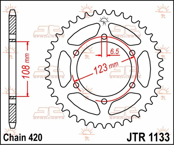 Couronne 50 dents 420 acier noir JT Sprockets - vue 2