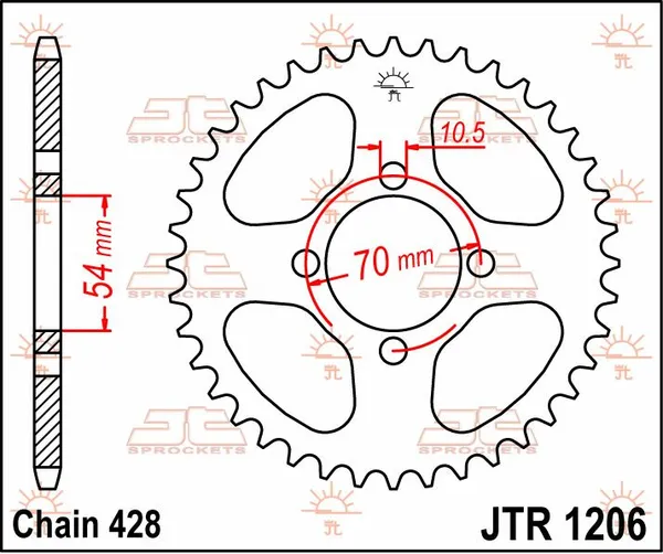 Couronne moto JT Sprockets adaptable Honda 125 CBR-R 2004-2010 428 42 dents acier - vue 2