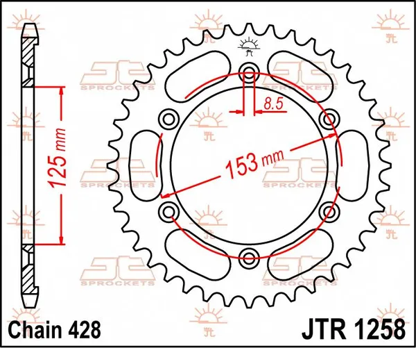 Pignon arrière JT SPROCKETS 54T 428 - vue 2