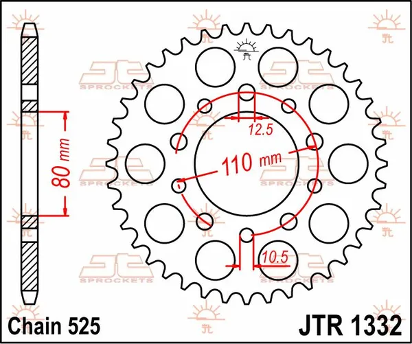 Pignon arrière JT SPROCKETS 46T 525 - vue 2