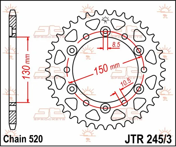 Couronne en acier JT SPROCKETS - vue 3