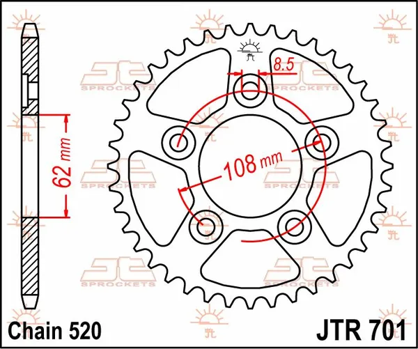 Couronne en acier JT SPROCKETS - vue 3