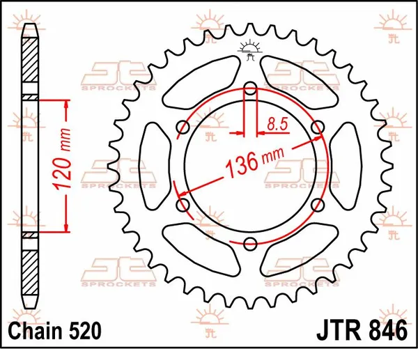 Couronne en acier JT Sprockets - vue 3