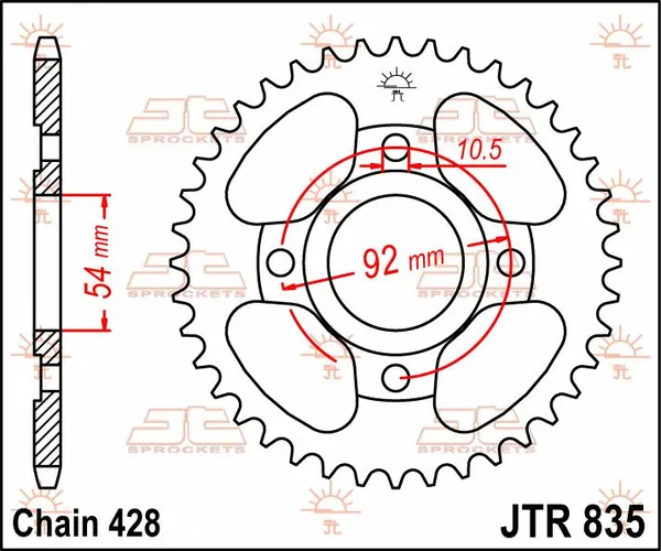 Couronne en acier JT Sprockets - vue 3