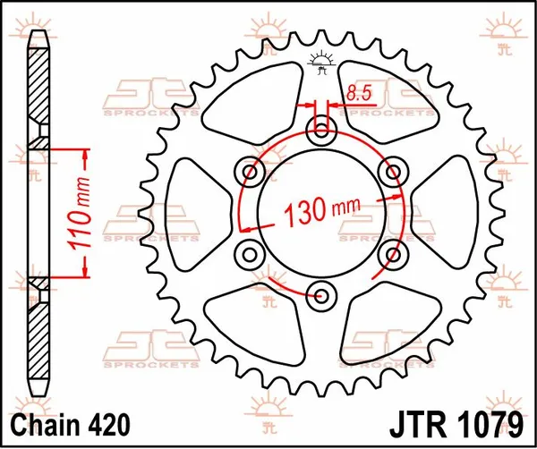 Couronne en acier JT Sprockets - vue 2