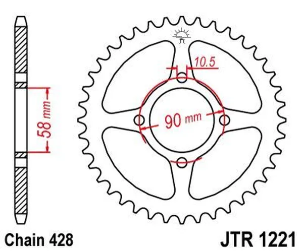 Couronne moto JT Sprockets adaptable Honda 125 CBR-R 2011-2017 428 44 dents acier - vue 2