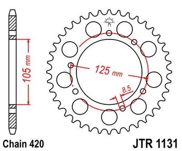 Couronne 50 dents boîte adaptable Aprilia 50 RX 2006-2017 / Derbi 50 Senda X-Race 2004-2011 / Gas Gas 50 SM Rookie 2001-2005 / Rieju 50 MRT 2009+ - 420 60 DTS acier noir JT Sprockets - vue 2