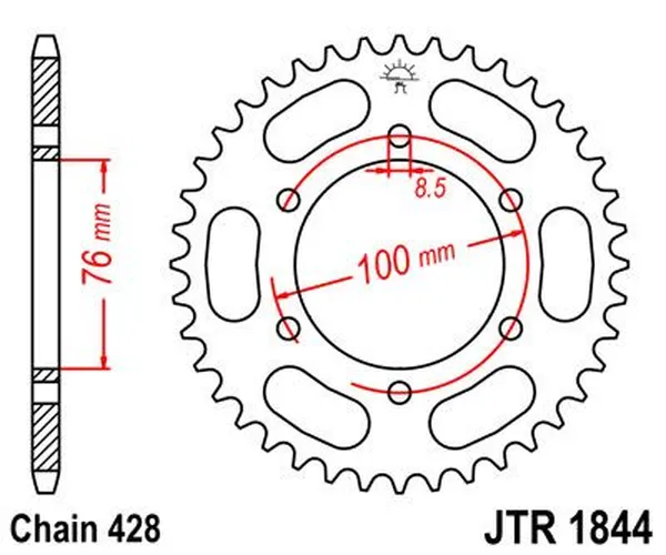 Pignon arrière JT SPROCKETS 44T 428 - vue 2