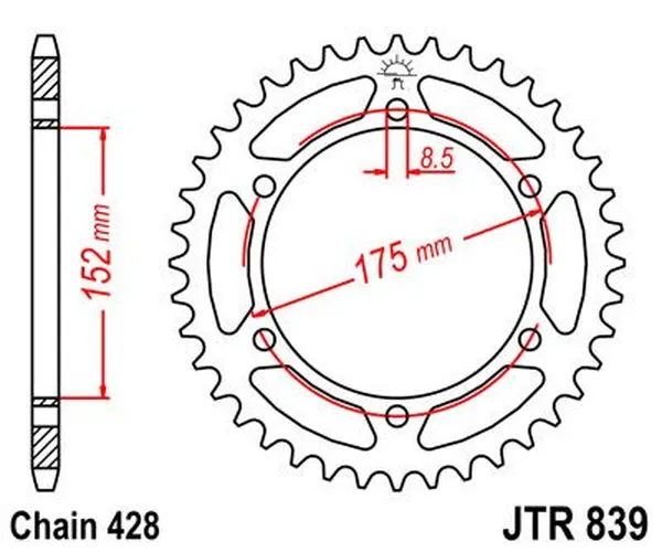 Pignon arrière JT SPROCKETS 51T 428 - vue 2