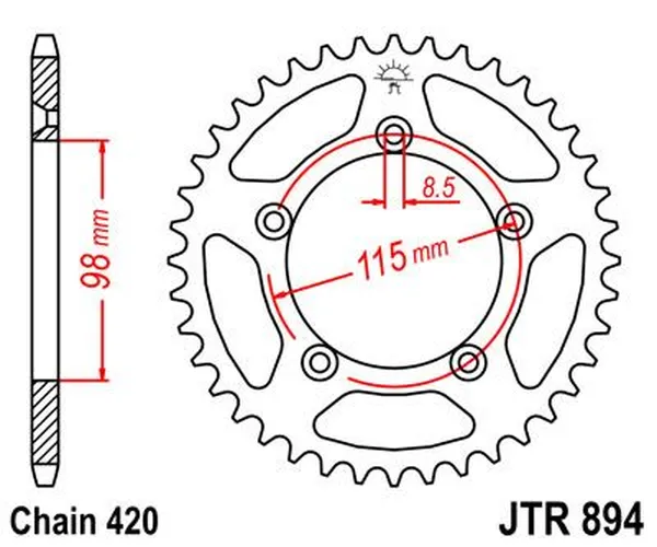 Couronne JT SPROCKETS trempée par induction finition zinc noir - vue 2