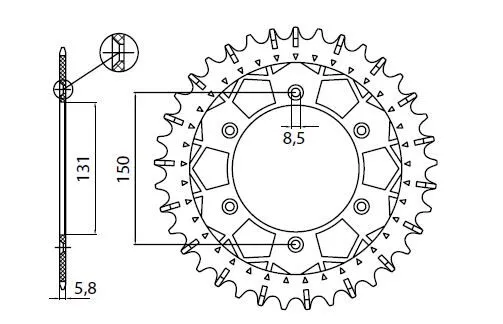Couronnes acier inoxydable Works Z SUNSTAR SPROCKETS