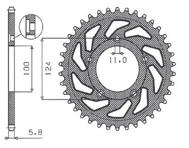 Pignon arrière 520 35T ERG Sunstar Sprockets