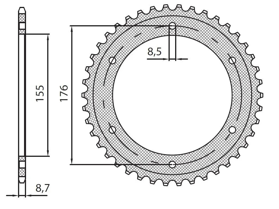 Pignon arrière 530 44T ERG Sunstar Sprockets