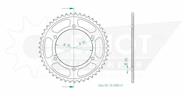 Couronne Acier ESJOT Honda 525 - 47 Dents - vue 2