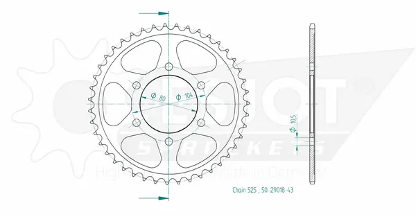 Couronne arrière standard 525 ESJOT - vue 2