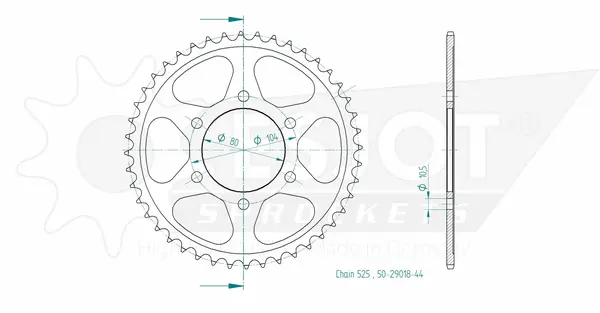 Couronne arrière standard 525 ESJOT - vue 2