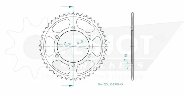 Couronne arrière standard 525 ESJOT - vue 2