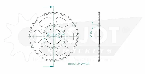Couronne arrière standard 525 ESJOT - vue 2