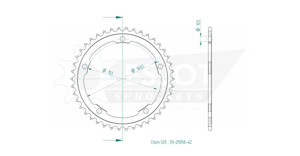 Couronne arrière standard 525 ESJOT - vue 2
