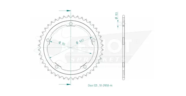Couronne arrière standard 525 ESJOT - vue 2