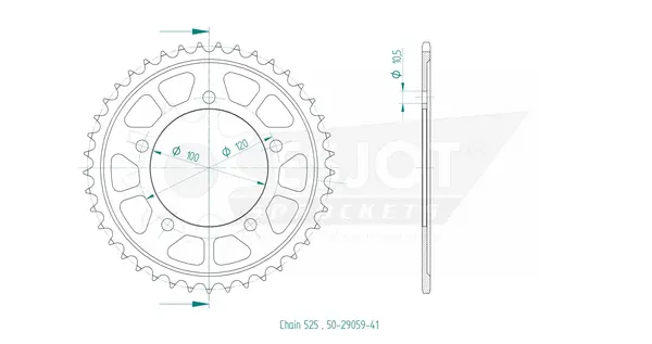 Couronne arrière standard 525 ESJOT - vue 2