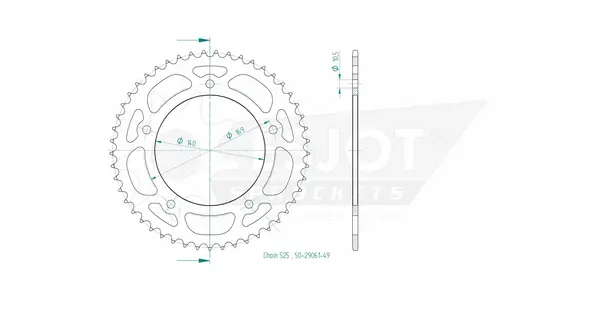 Couronne arrière standard 525 ESJOT - vue 2