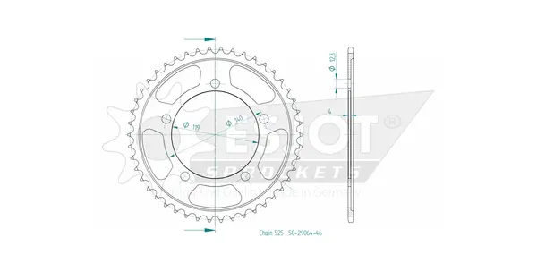 Couronne arrière standard 525 Esjot - vue 2