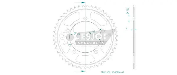 Couronne arrière standard 525 ESJOT - vue 2