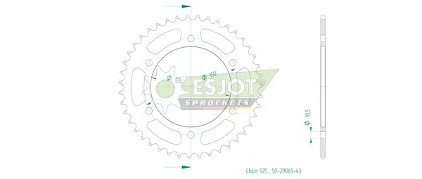 Couronne arrière standard 525 ESJOT - vue 2