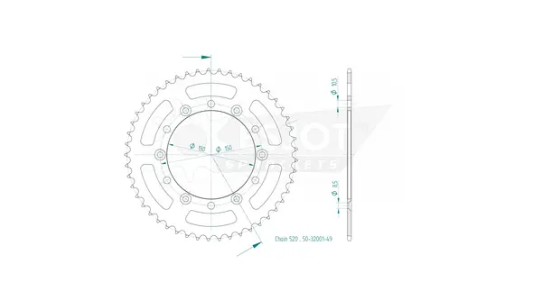 Couronne arrière standard 520 ESJOT - vue 2
