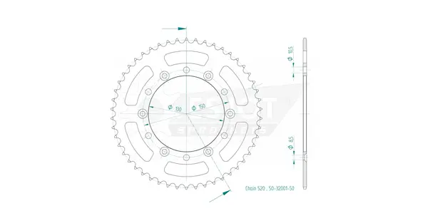 Couronne arrière standard 520 ESJOT - vue 2