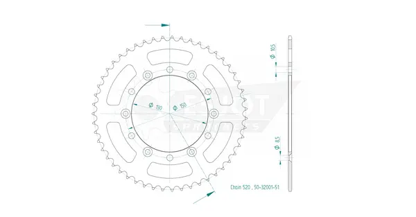 Couronne arrière standard 520 ESJOT - vue 2