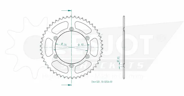 Couronne arrière standard 520 ESJOT - vue 2