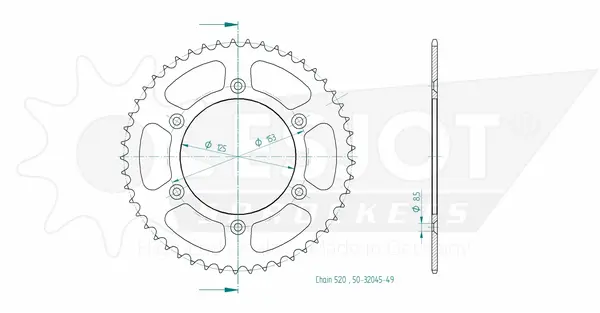 Couronne arrière standard 520 ESJOT - vue 2