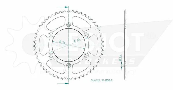 Couronne arrière standard 520 ESJOT - vue 2
