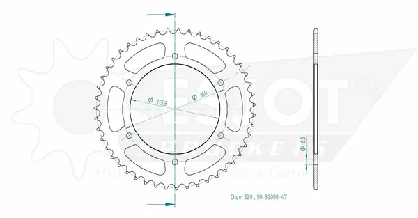 Couronne arrière standard 520 ESJOT - vue 2