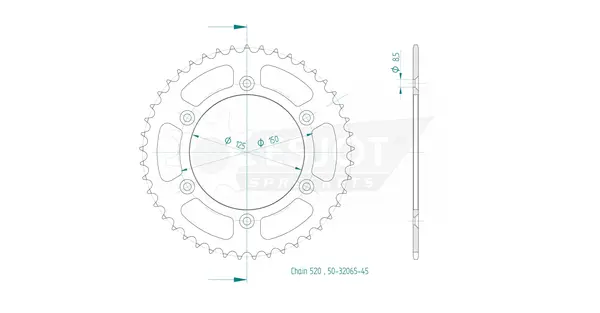 Couronne arrière standard 520 ESJOT - vue 2