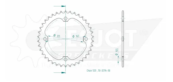 Couronne arrière standard 520 ESJOT - vue 2