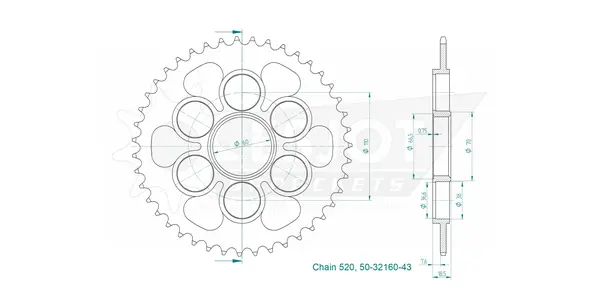 Couronne arrière standard 520 ESJOT - vue 2