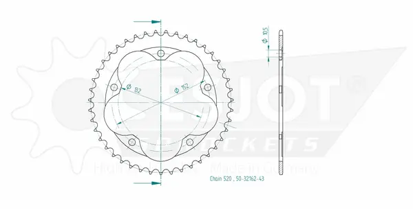 Couronne arrière standard 520 ESJOT - vue 2