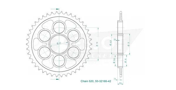 Couronne arrière standard 520 ESJOT - vue 2