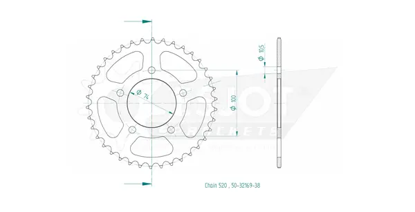 Couronne arrière standard 520 ESJOT - vue 2