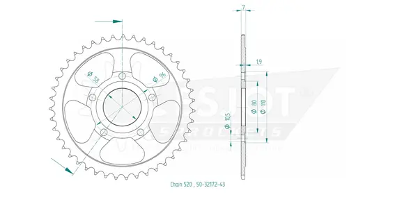 Couronne arrière standard 520 ESJOT - vue 2