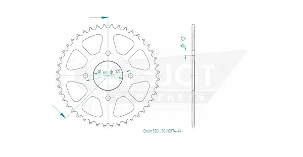 Couronne arrière standard 520 ESJOT - vue 2