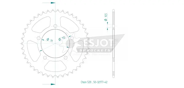 Couronne arrière standard 520 ESJOT - vue 2
