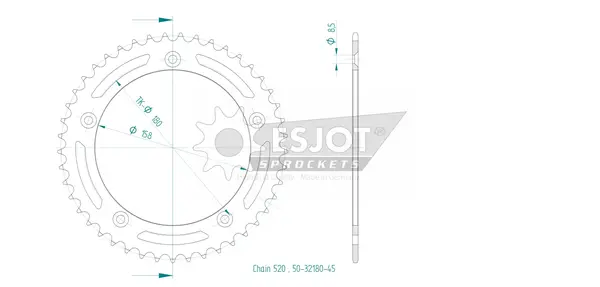 Couronne arrière standard 520 ESJOT - vue 2