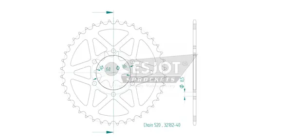 Couronne arrière standard 520 ESJOT - vue 2